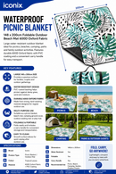 Water Resistant Picnic Blanket 148x200cm Foldable Beach Mat - Tropical Jungle