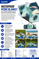 Water Resistant Picnic Blanket 148x200cm Foldable Beach Mat - Urban Jungle
