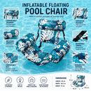 Inflatable Pool Lounger with Backrest & Armrests - Blue Leaf