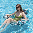 Inflatable Pool Lounger with Backrest & Armrests - Blue Leaf