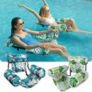 Inflatable Pool Lounger with Backrest & Armrests - Blue Leaf
