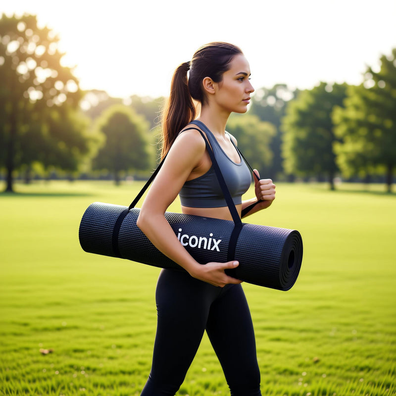 70-Position Instruction PVC Yoga Mat - Black