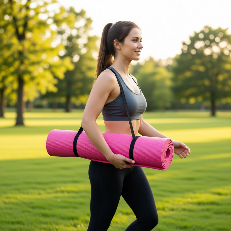 70-Position Instruction TPE Yoga Mat - Pink