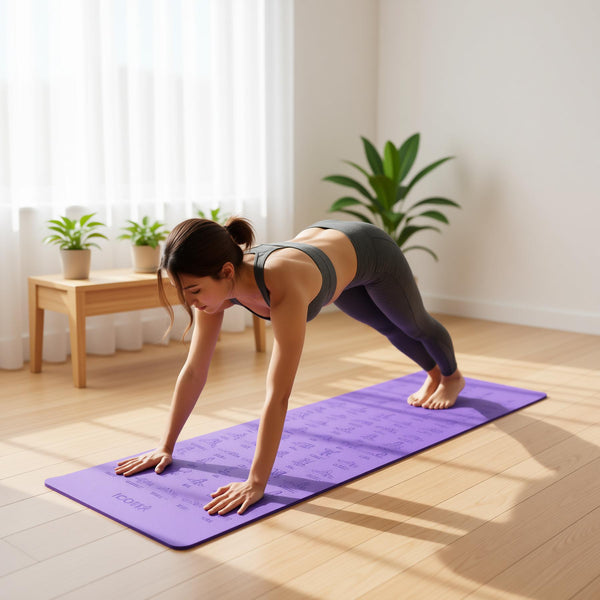 70-Position Instruction TPE Yoga Mat - Purple