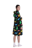 Kids Plush Oversized Blanket Hoodie with Sleeves – Colourful Dino