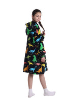 Kids Plush Oversized Blanket Hoodie with Sleeves – Colourful Dino