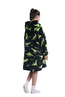 Kids Plush Oversized Blanket Hoodie with Sleeves – Dino World