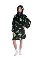 Kids Plush Oversized Blanket Hoodie with Sleeves – Dino World