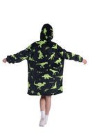 Kids Plush Oversized Blanket Hoodie with Sleeves – Dino World