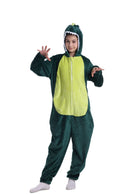 Kids Winter Green Dinosaur Onesie with Zip
