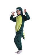 Kids Winter Green Dinosaur Onesie with Zip