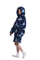 Kids Plush Oversized Blanket Hoodie with Sleeves – Navy Blue Shark