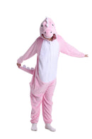 Kids Winter Pink Dinosaur Onesie with Zip