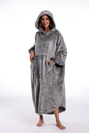 Light Grey Oversized Floor-Length Body Blanket Hoodie