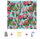 Water Resistant Picnic and Beach Throw/Mat (210×200cm) - Blue Protea