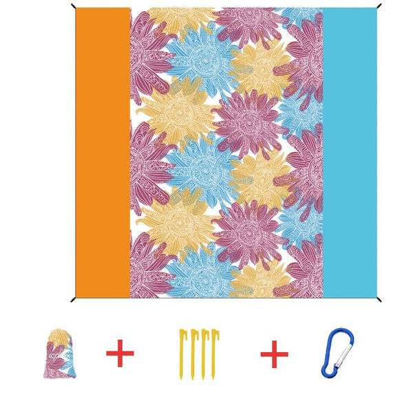 Water Resistant Picnic and Beach Throw/Mat (210×200cm) - Colourful Sunflower Mandala