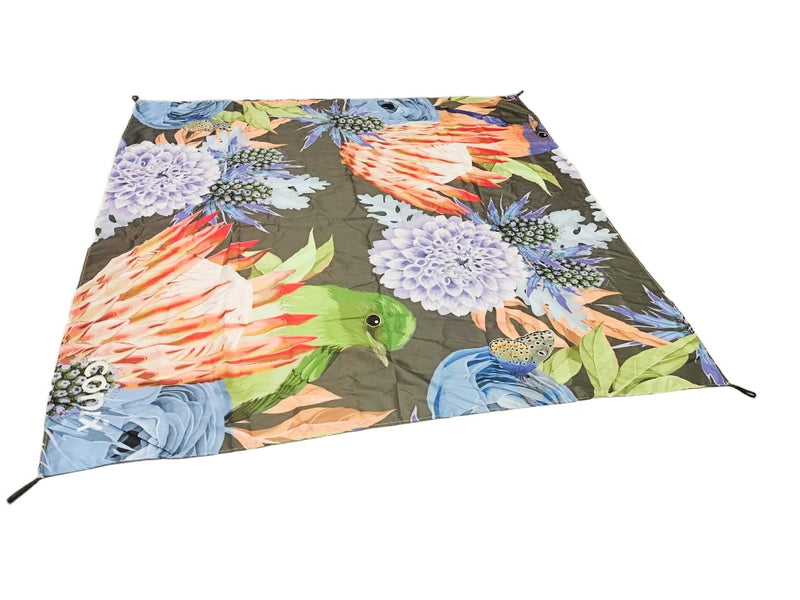 Water Resistant Picnic and Beach Throw/Mat (210×200cm) - Floral Protea