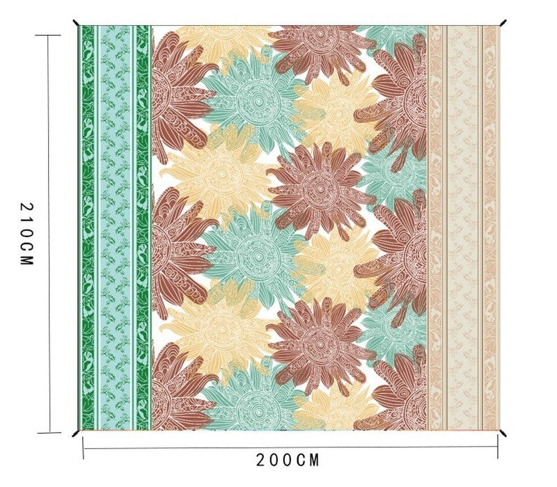 Water Resistant Picnic and Beach Throw/Mat (210×200cm) - Sunflower Mandala