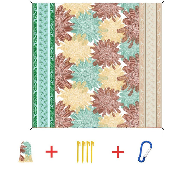 Water Resistant Picnic and Beach Throw/Mat (210×200cm) - Sunflower Mandala