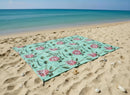 Water Resistant Picnic and Beach Throw/Mat (210×200cm) - Teal Protea