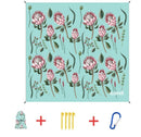 Water Resistant Picnic and Beach Throw/Mat (210×200cm) - Teal Protea