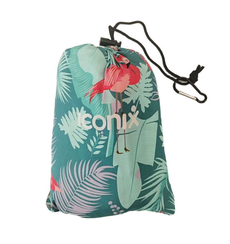 Water Resistant Picnic and Beach Throw/Mat (210×200cm) - Tropical Flamingo