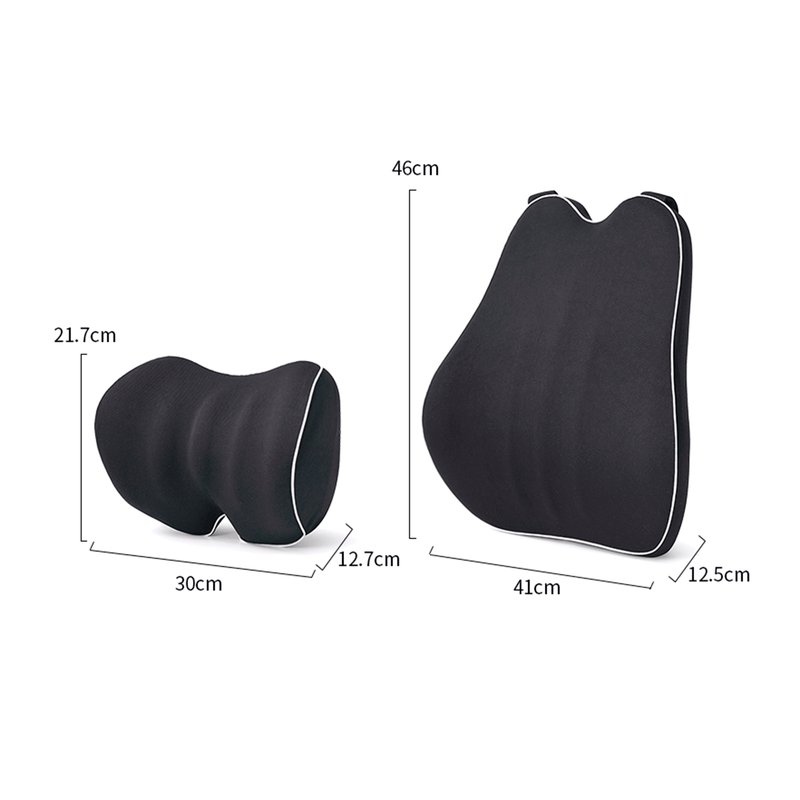Travel Memory Foam 2 Piece Neck and Lower Back Support Cushions