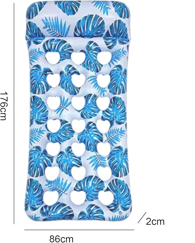 Single Leaf Pool Float – Extra Wide Inflatable Lounger - Blue Leaf