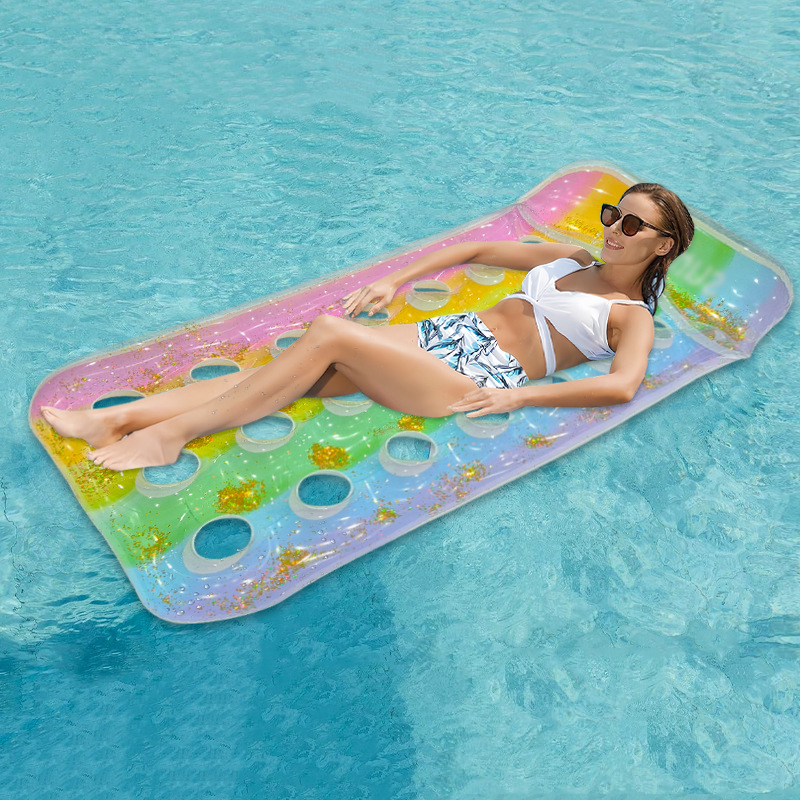 Single Sparkle Pool Float – Rainbow Glitter Lounger