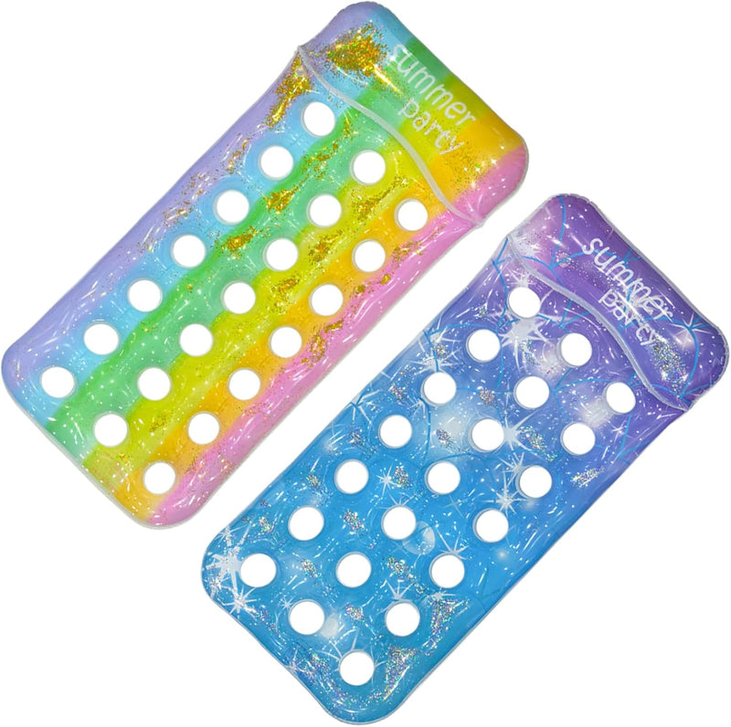 Single Sparkle Pool Float – Rainbow Glitter Lounger