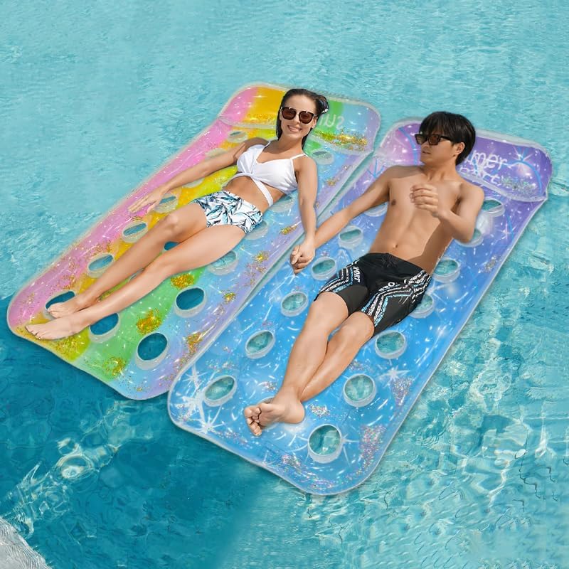 Single Sparkle Pool Float – Rainbow Glitter Lounger