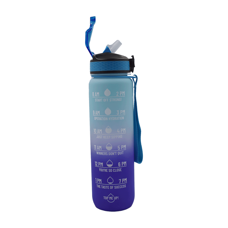 Iconix South African Motivational Time Marker Water Bottle – Blue Ombre