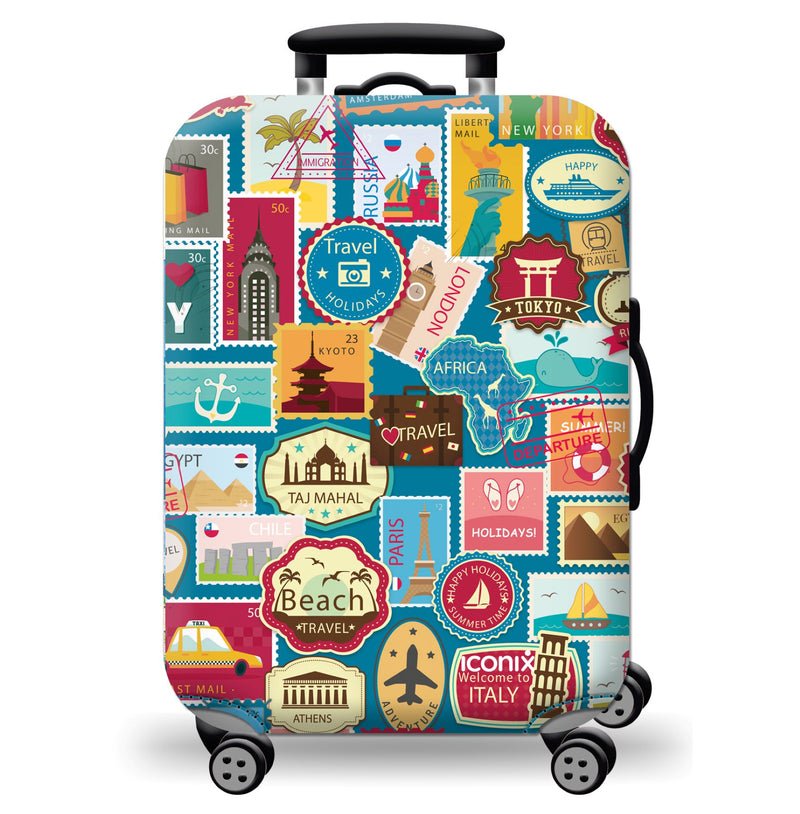 Printed Luggage Protector - Stamps of Travel