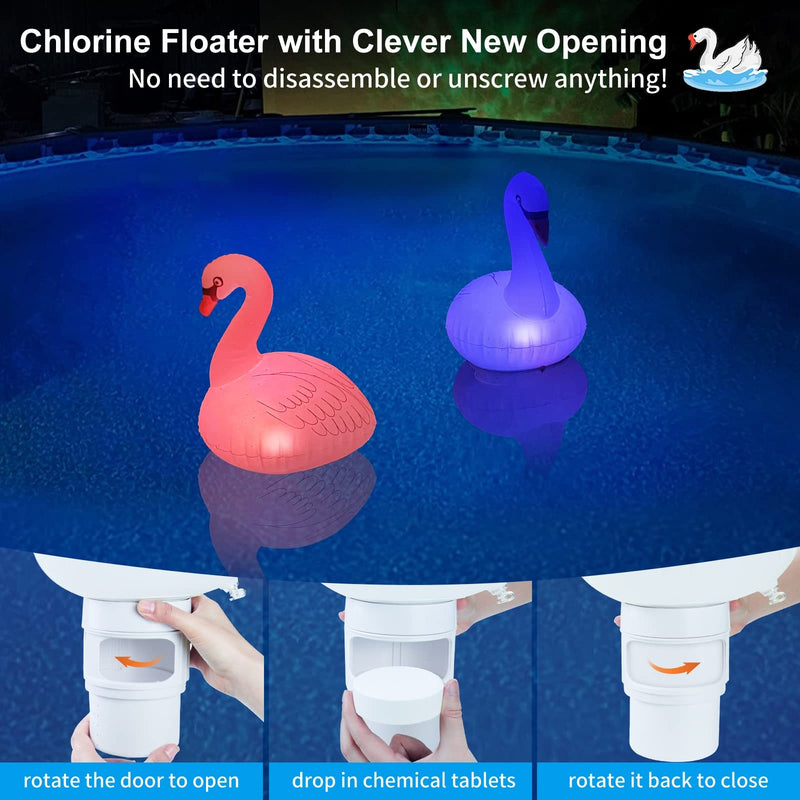 Solar LED Inflatable Swan Chlorine Floater