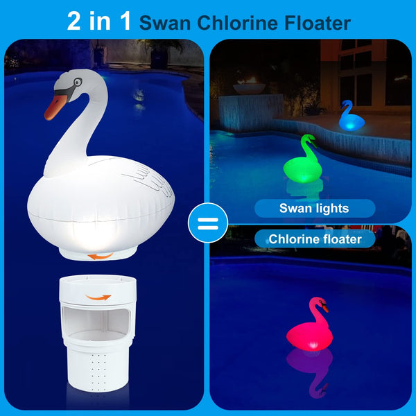 Solar LED Inflatable Swan Chlorine Floater