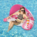 Iconix Pink Leaf Canopy Pool Float and lounger with Cup Holders
