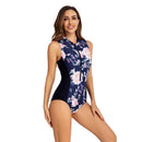 Women's Sleeveless Blue and Pink Swimsuit