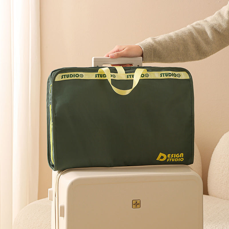 Foldable Hanging Travel Clothes Organiser Bag with Compartments & Handle