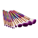 11 Piece Makeup Brushes Set | Purple Tip Brushes, Rainbow Colour Handles Iconix 