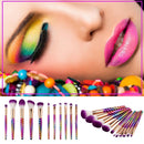 11 Piece Makeup Brushes Set | Purple Tip Brushes, Rainbow Colour Handles Iconix 