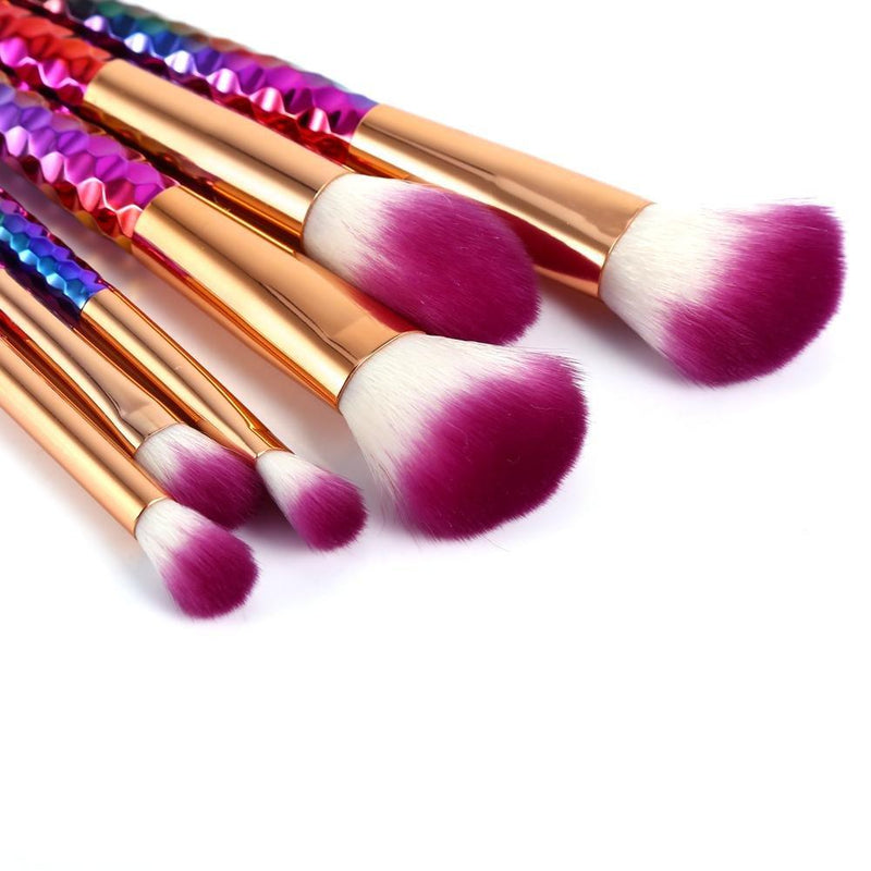 11 Piece Makeup Brushes Set | Purple Tip Brushes, Rainbow Colour Handles Iconix 