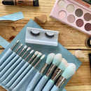 12 Piece Makeup Brush Set With Pouch - Turquoise Iconix 