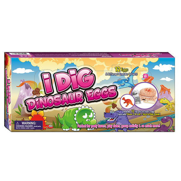 12Pc Junior Dig Kit - Pink Dino Eggs Digging Kits Iconix 