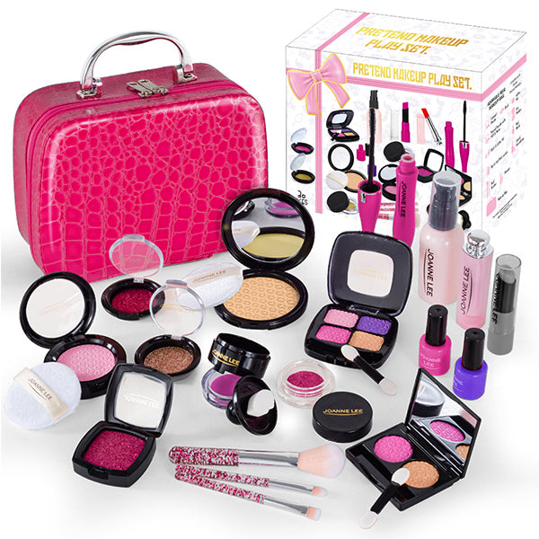 21pc Kids Pretend Makeup Playset with PU Leather case - Hot Pink Pretend Play Toys Iconix 