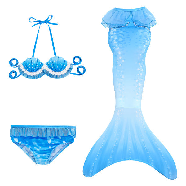 3 Piece Kids Blue Princess Mermaid Bikini | GB38 mermaid swimsuits Iconix 