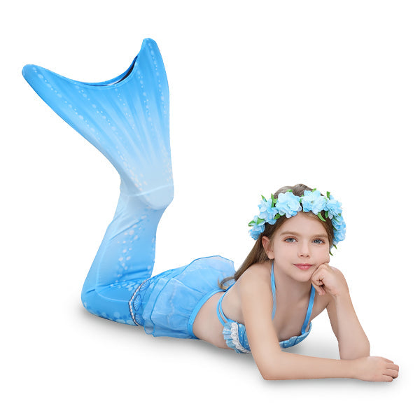 3 Piece Kids Blue Princess Mermaid Bikini | GB38 mermaid swimsuits Iconix 