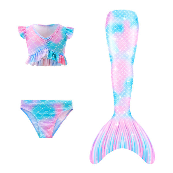 3 Piece Kids Candied Colours Mermaid Bikini | GB69 mermaid swimsuits Iconix 