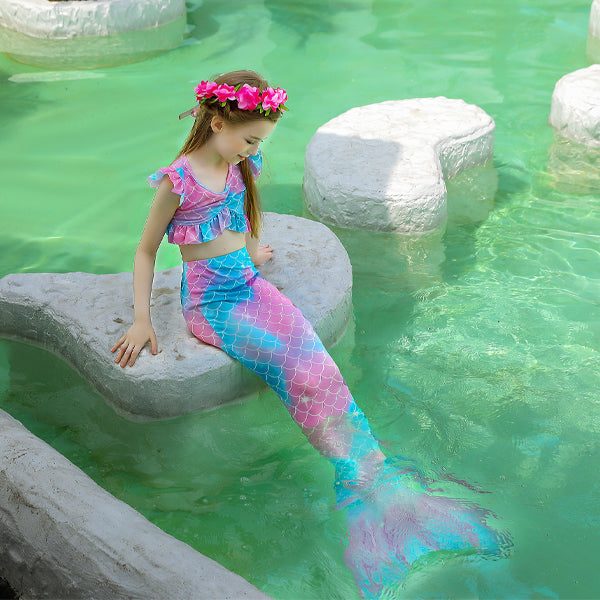 3 Piece Kids Candied Colours Mermaid Bikini GB69