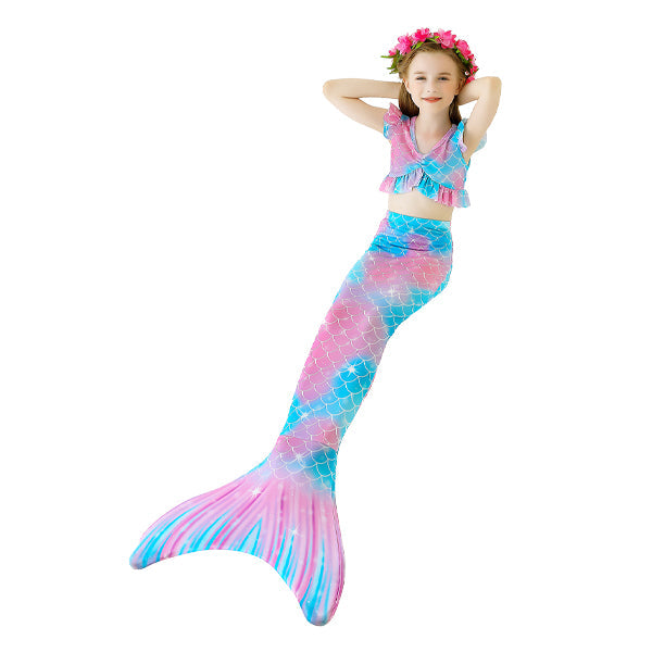 3 Piece Kids Candied Colours Mermaid Bikini | GB69 mermaid swimsuits Iconix 