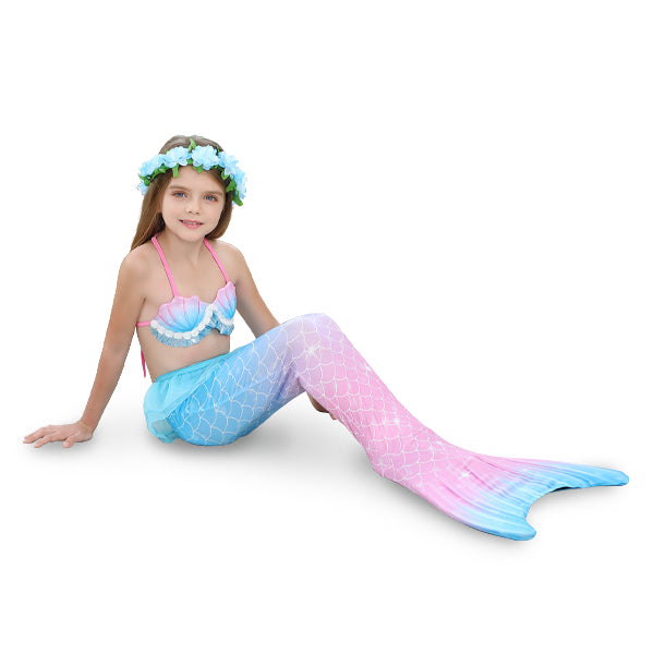 3 Piece Kids Cotton Candy Mermaid Bikini | GB37 mermaid swimsuits Iconix 